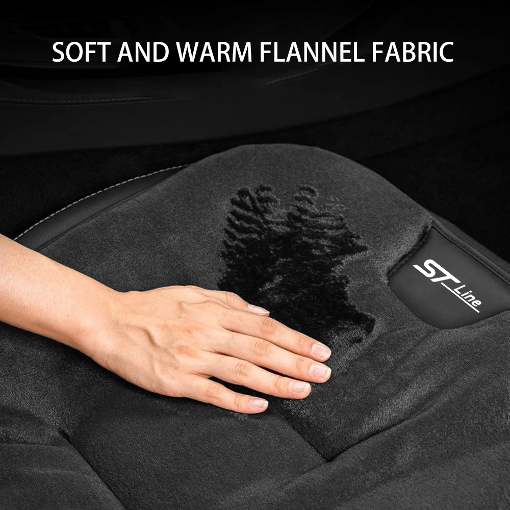 Plush Car Seat Cushion Keep Warm Auto Seat Cover Back Supports Pad Protector Mat Suitable for Ford ST Line MK3 MK4 Kuga Fiesta