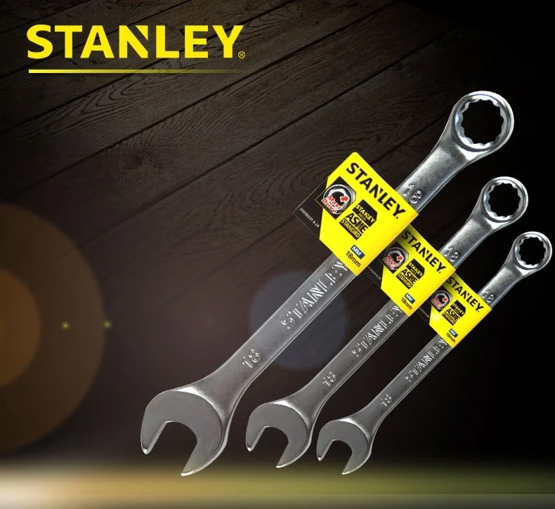 STANLEY B Series Dual-Use Wrench Combination Spanner, Chrome Vanadium Steel Open Ring End Wrench, Metric Mechanical Auto Repair