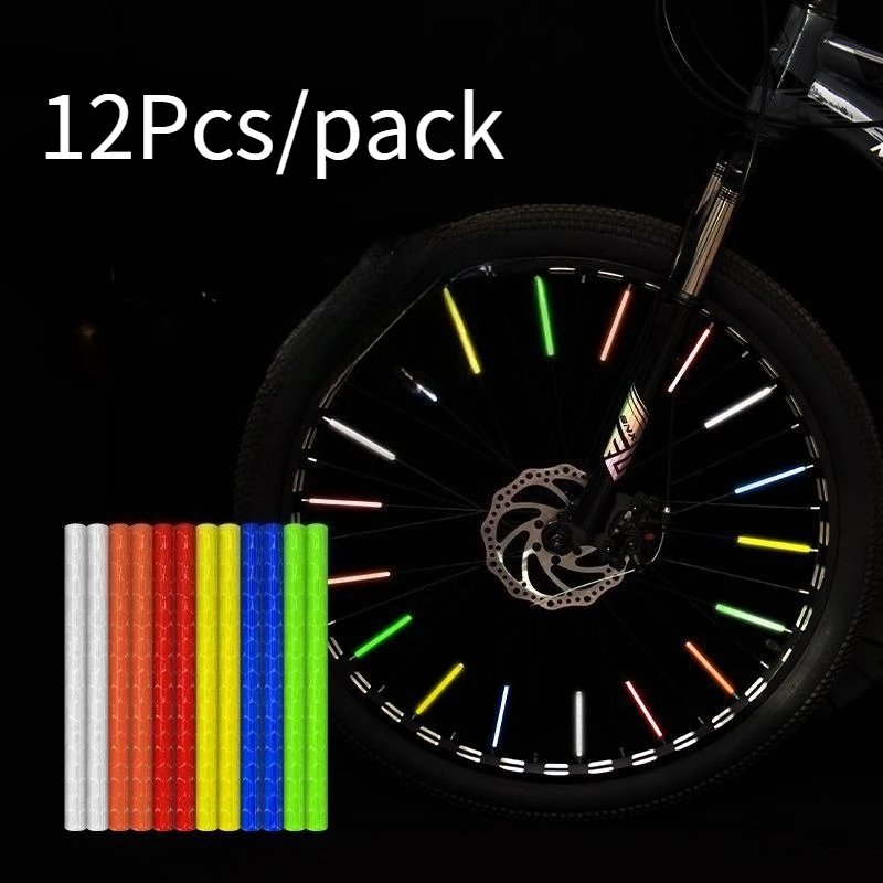 12Pcs/Set Bicycle Spoke Reflector Clip‑on Wheel Spoke Reflective Tube Night Safety Warning for Mountain Kids Bike