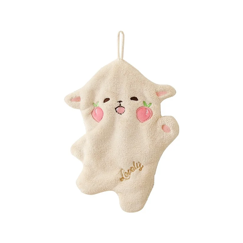 1pc Double Thickened Hand Towel Cute Hanging Absorbent Kids Towel Hanging Coral Velvet Hand Towel Sweat Cloth Hand Towel