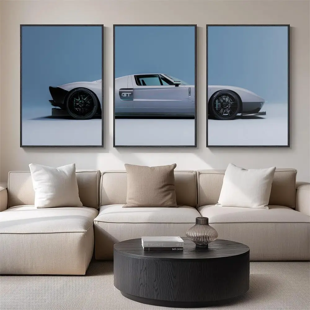 Open Top Sports Roadster Painting Calligraphy 3 PCS Canvas Wall Art for Living Room Bedroom Prints Decor Modern Wall Decals
