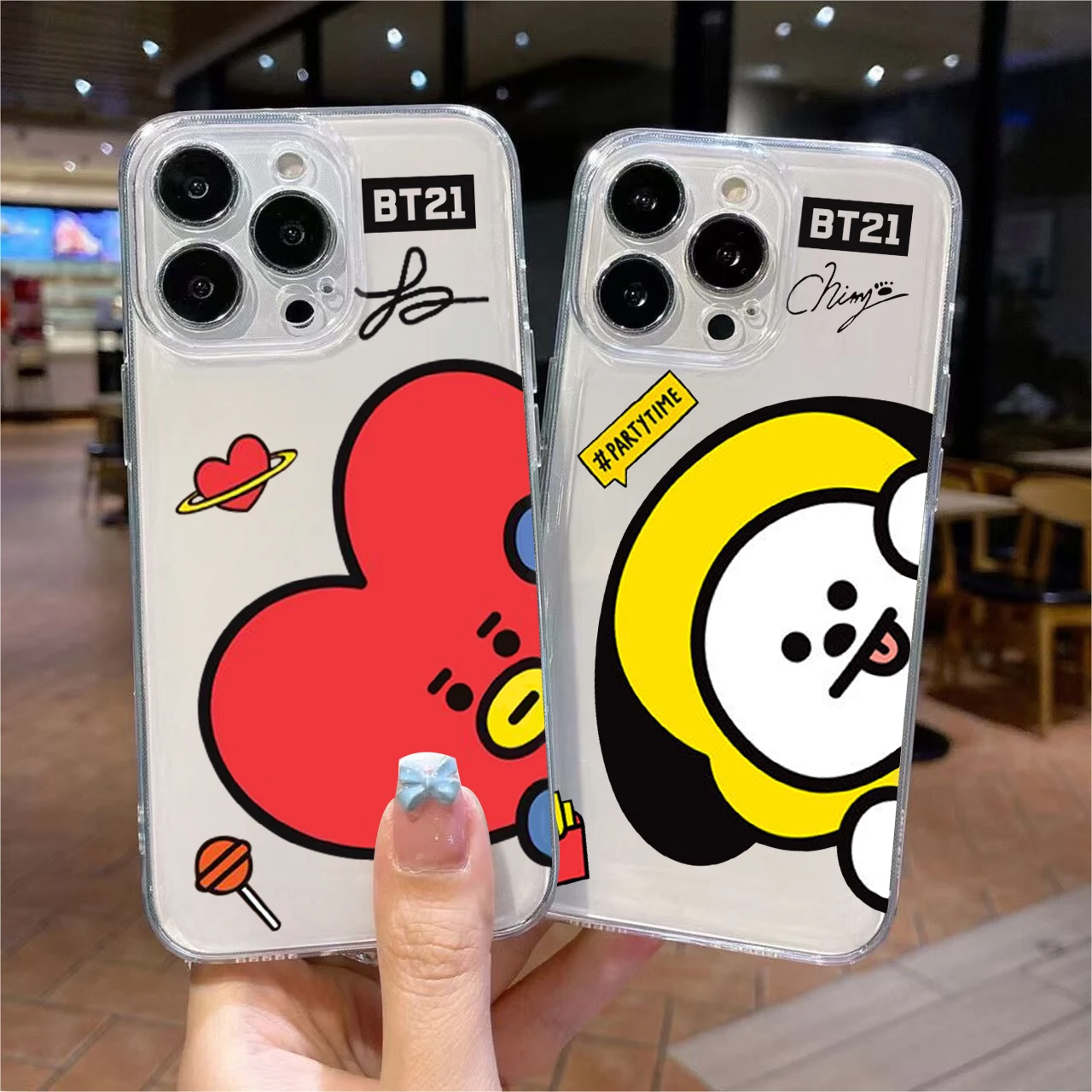 Cartoon Phone Case For -B-BT21s iPhone 16e 16 15 14 13 12 11 Mini Pro Max X XR XSMax 7 8 Plus Transp