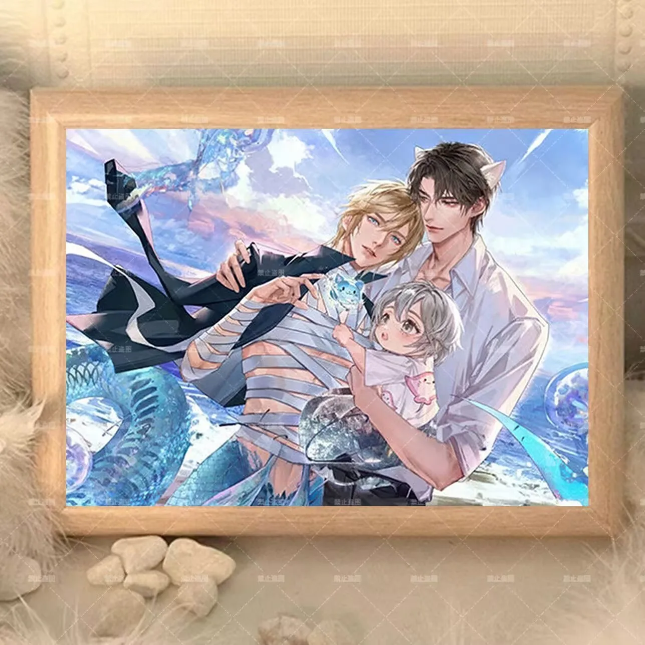 「マーメイドフォールズ」「ランボ、バイチュニアン」yaoi周辺フォトフレーム、パーソナライズされた、トレンディなシンプルな寮のベッドサイドテーブルの装飾