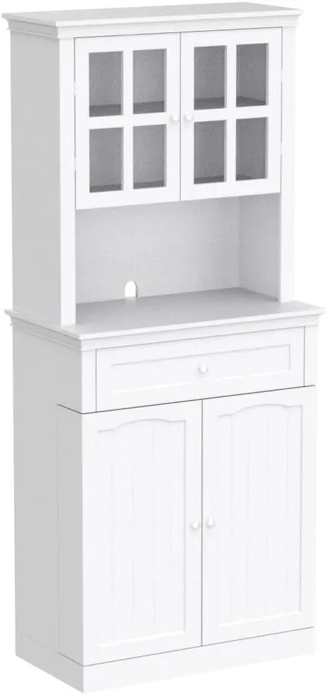 Ecacad-Garde-manger de cuisine avec 4 portes, MEL&, étagères réglables, armoire de rangement en bois avec portes en acrylique, cuisine autoportante