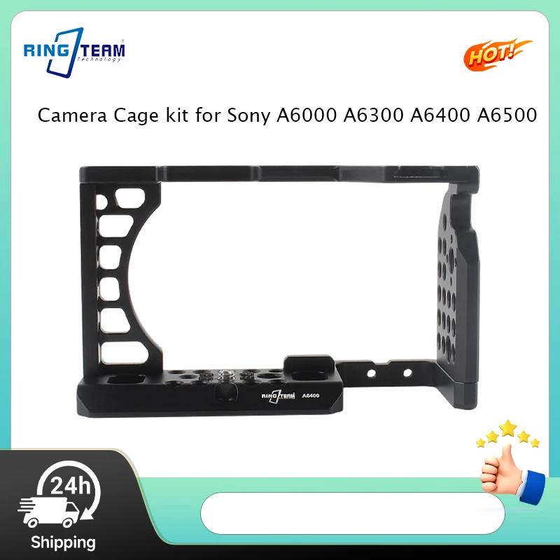 

Camera Cage for Sony A6000 A6300 A6400 A6500 Rich Expansion Ports for Mic Light Tripod Gimbal Multiple 1/4 3/8 Holes Hot Shoe