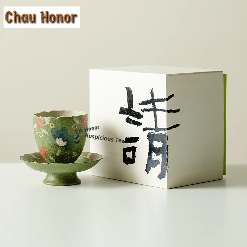 

75ml Hand-painted Butterfly Love Flowe Teacup Ancient Tea Bowl Cute Cup Tea-tasting Personal Cup Chazhan Master Cups Tea Items
