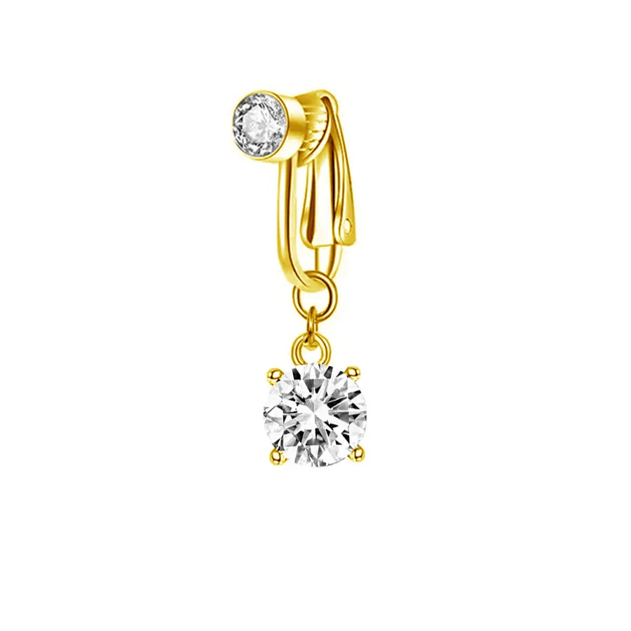 Clip On Bauchnabelring Schmetterling Kupfer Zirkon Rosa Fake Bauchnabelpiercing Nabelschnur Nabel Körperschmuck Trendiger Modestil