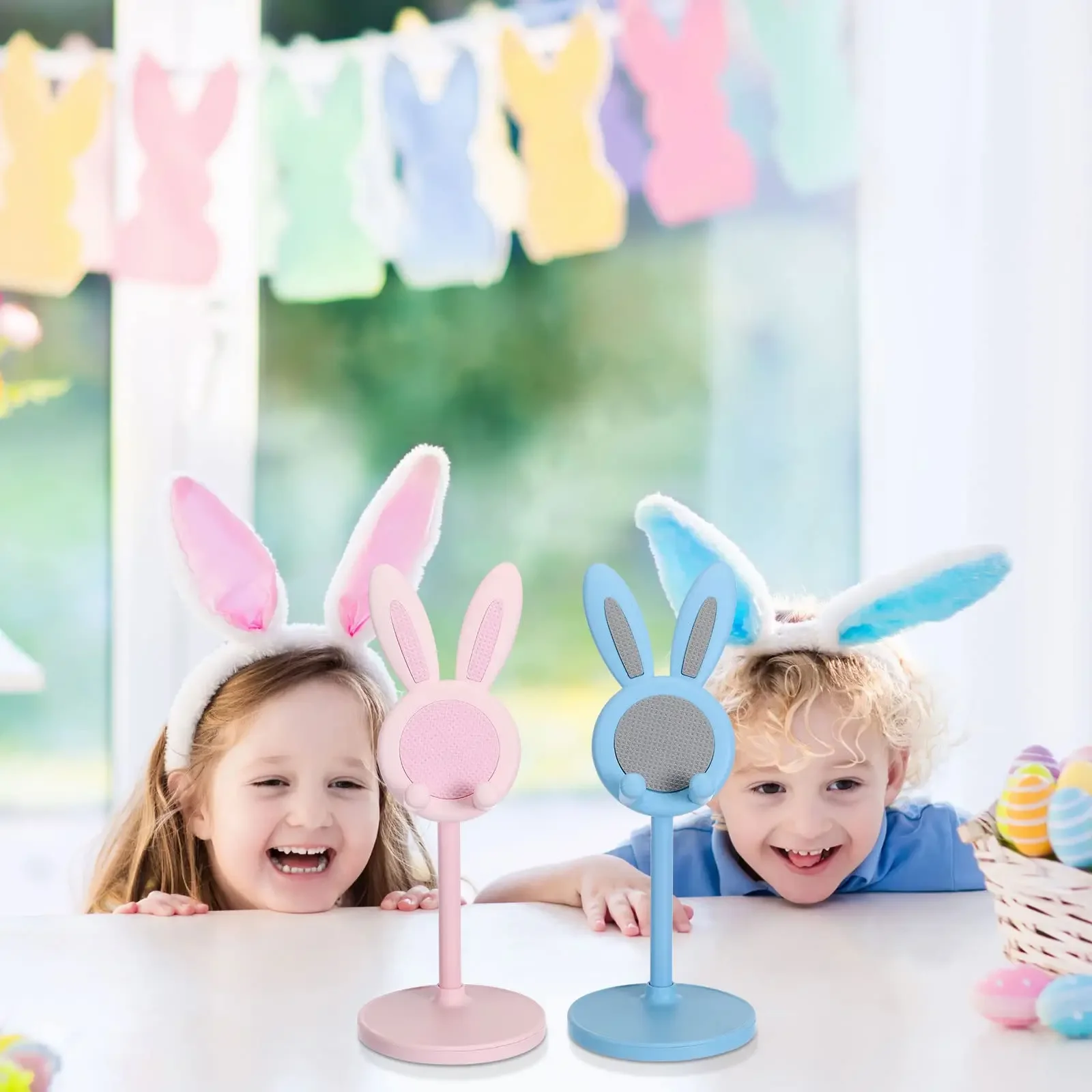 Cute Rabbit Ears Mobile Phone Holder Lift Adjustable Desktop Mobile Phone Tablet Ipad Stand Selfie Live Multifunctional Bracket