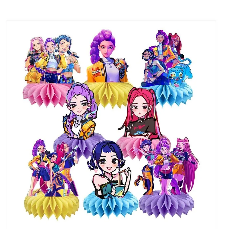 

KPop охотники на демонов, день рождения, бумажный сотовый орнамент, аниме, украшения для рабочего стола, детский душ, товары для дня рождения, подарки