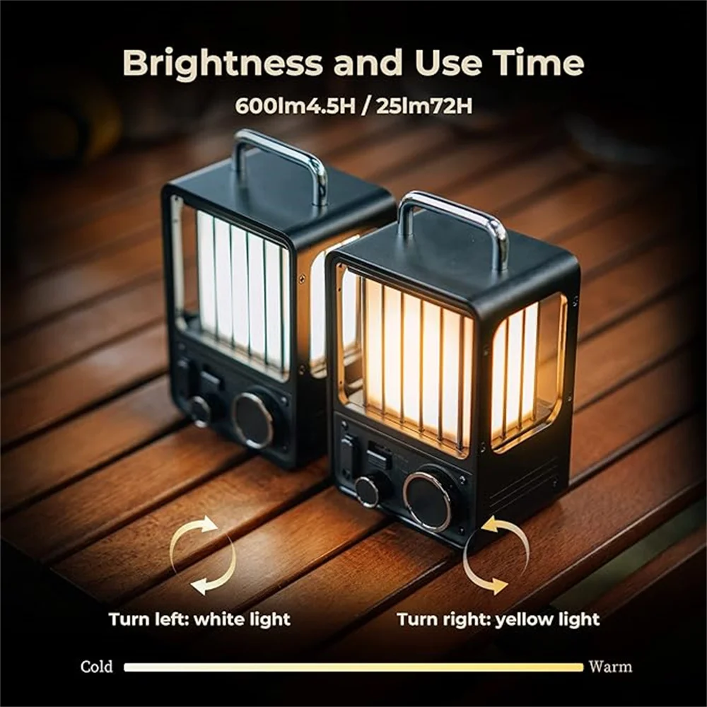 LED Retro Camping Light, Progressive Light Mode, IPX5 Waterproof Portable Rechargeable Light For Patio, Hiking, Camping, Bedroom