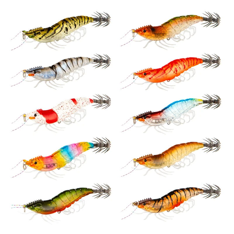 1Set 10pcs Fishing Lure Kit Squid Jigs Luminous Webfoot Octopus Egi Lure Wobbler Artificial Hard Bait Cuttlefish Hook Sea Tackle