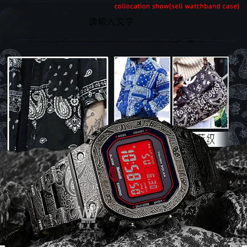 For Casio G-SHOCK watchband DW-5600 GW-B5600 GWM5610 GMW-B5000 retro old retrofitted metal stainless steel men case watch strap