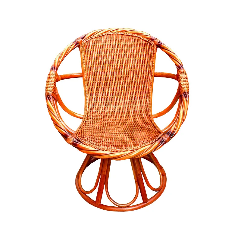 

Balcony rattan chair natural rattan household rotating chair three-piece combination rattan casual backrest armrest tea table