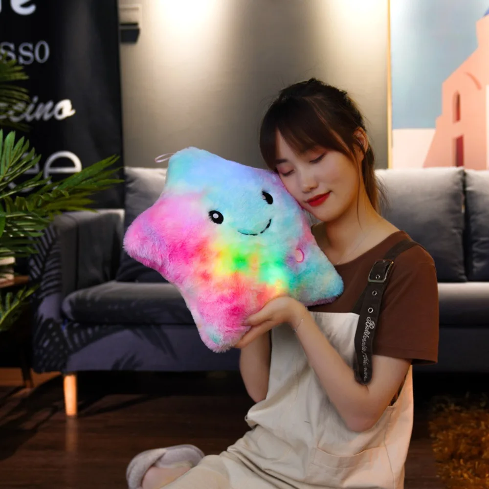 Cute LED Electronic Star Plush Toy Soft Star LED Star Doll Toy Baby Kid Toys Home Decoration Soft Star Pillow