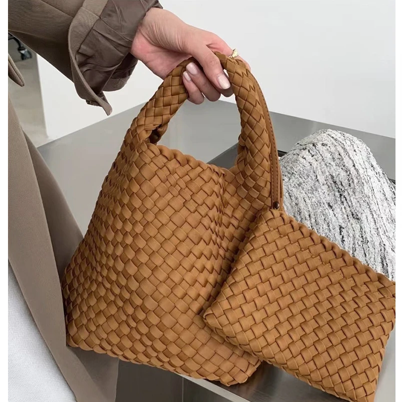 ZR DIARY High Elastic Fabric Woven Bag Women Advanced Texture  Handheld Bucket Bag Versatile Crossbody Bags bz815