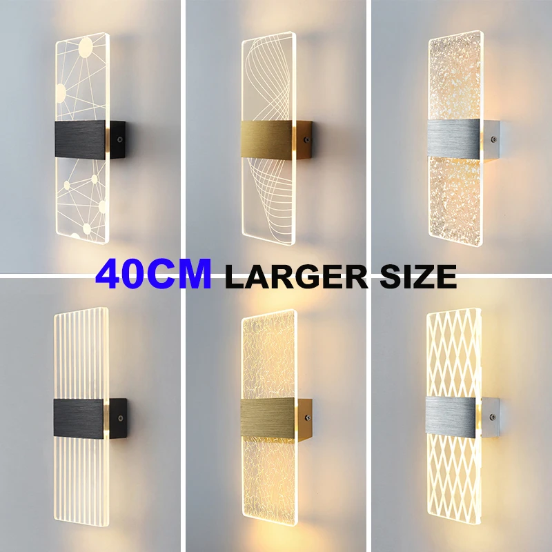 

40cm Larger Size 10W Acrylic Wall Light LED Indoor Sconce Lamp Bedroom Living Room Bedside Lamps Modern Nordic Decor AC85-265V