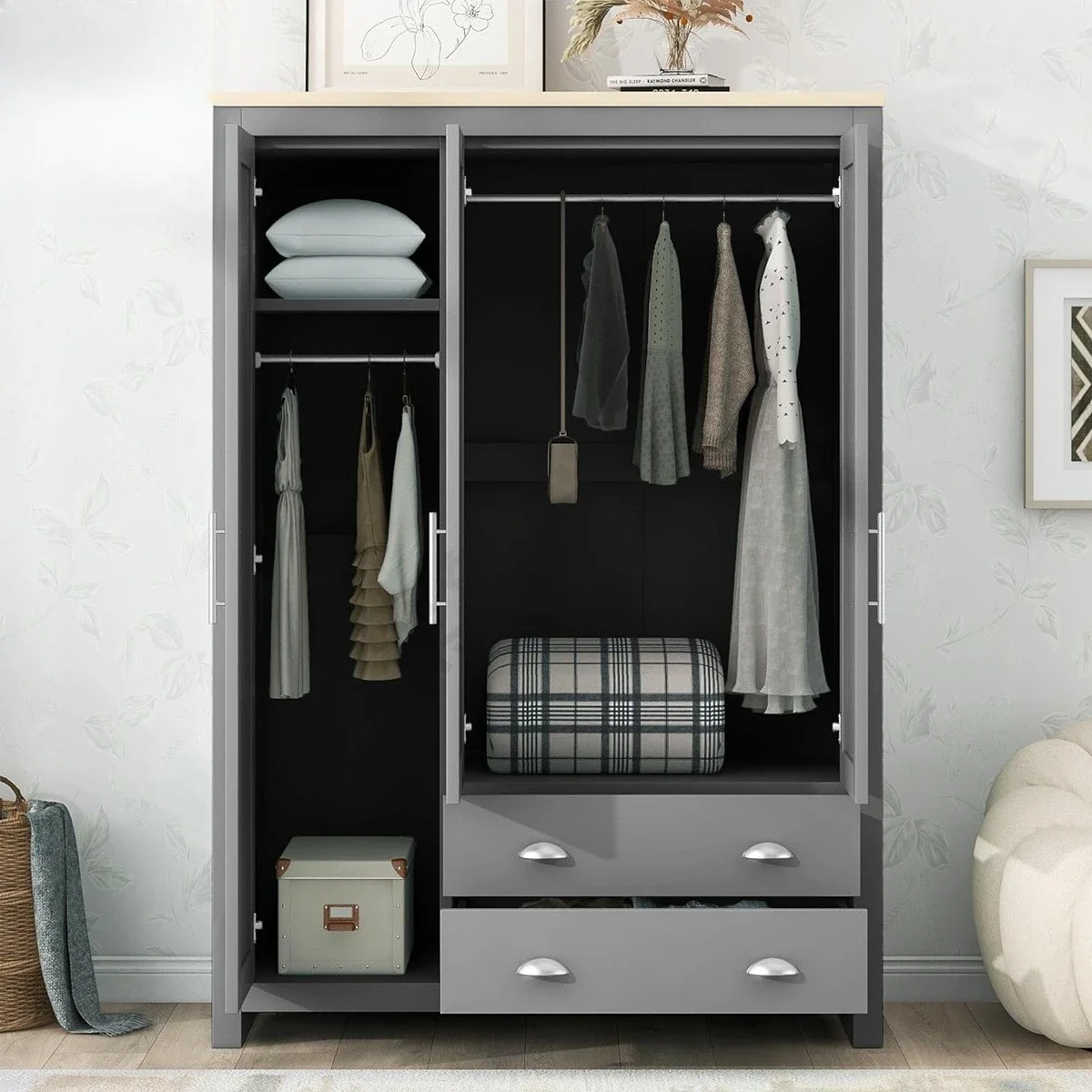 Wardrobe bedroom home Amazon panel furniture cross-border source factory batch modern simple wardrobe