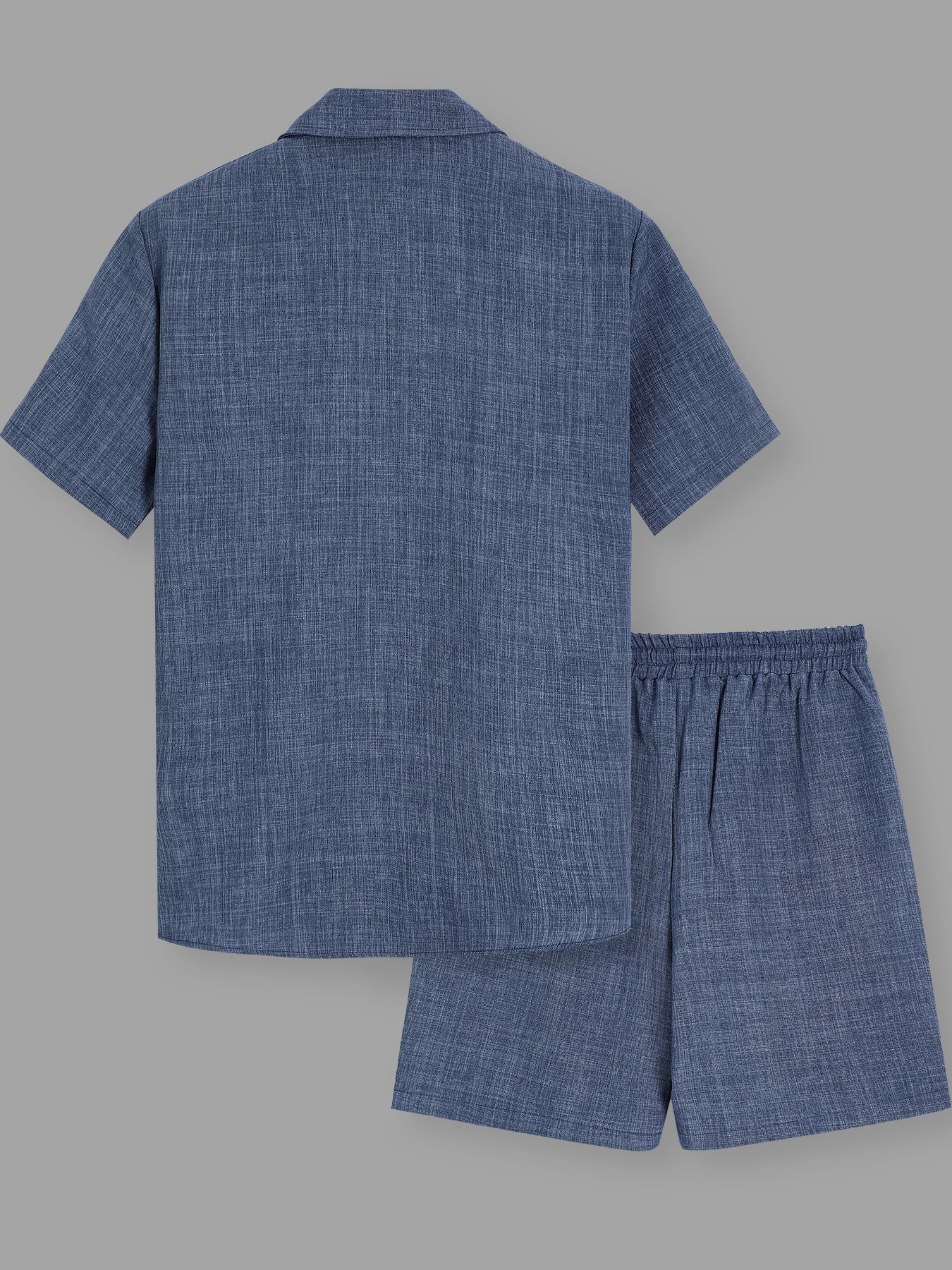 Summer Men's Cotton Linen Texture Lapel Short Sleeve Shirt & Shorts Set, Loose Comfortable Breathable Daily Casual Two-Piece Outfit