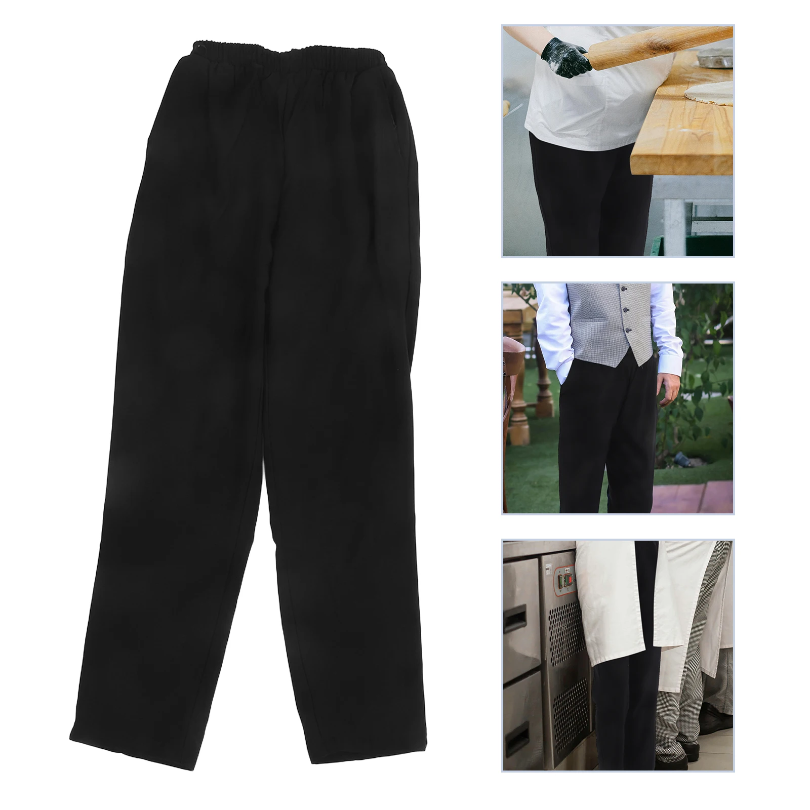 Hosen Chef Männer Arbeitskleidung Koch Hosen Pantaloni Uomo Kantine Kleidung Arbeiten Lose Elastische Taille Hotel Restaurant Küche Hose
