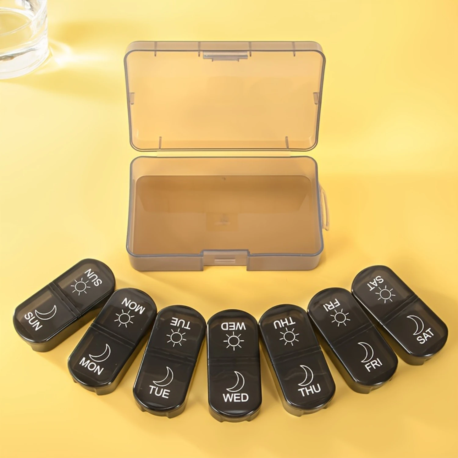 1pc Pill  Box, Weekly Pill Box, Vitamin, Fish Oil, Supplement Portable Pill Box, Pill Container  Organizer For Pocket Purse Dail