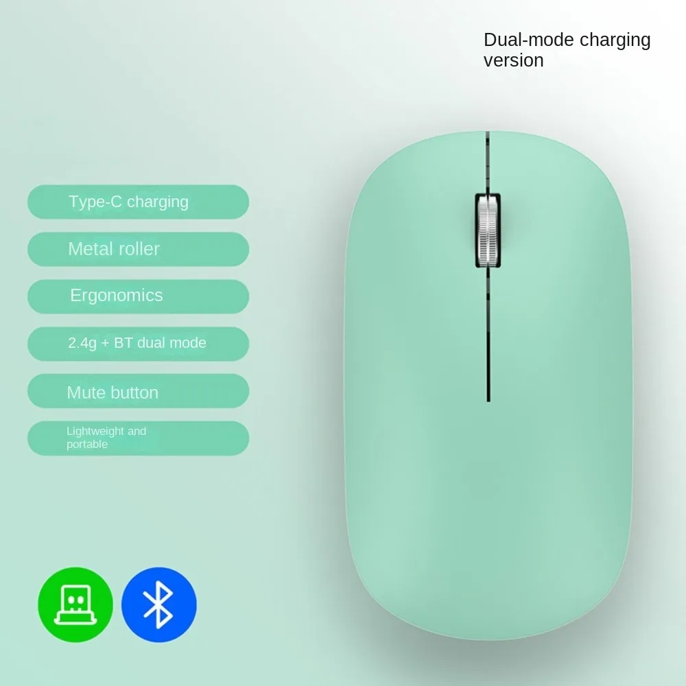 2,4 Ghz + BT draadloze muis Kleurrijke Type-c computer Stille muis Draagbare oplaadbare Bluetooth-gamingmuis Computeraccessoires