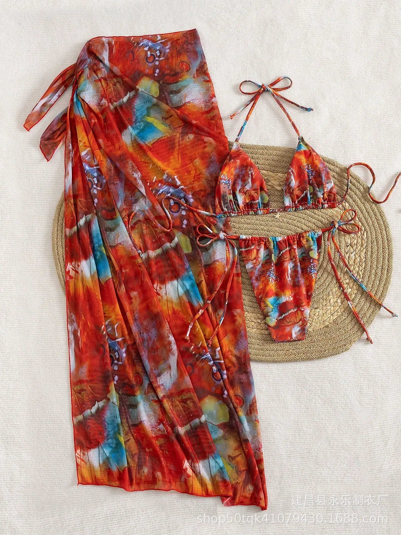 2026年 レディース 3ピースビキニセット ツーピース水着 カバーアップ付き ビーチバケーション水着 サマーホリデー 花柄スカートセット 女性用