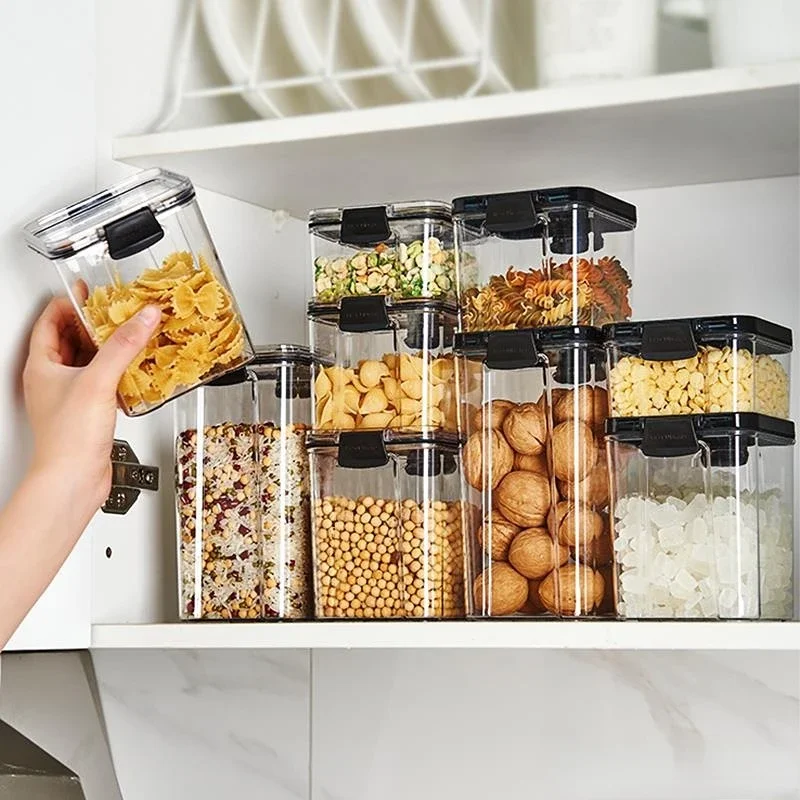 460~1800ml Stackable Food  Storage SET Box Kitchen Containers Noodles Spaghetti Sealed Tank Dry Food Cans Organizers Bottles