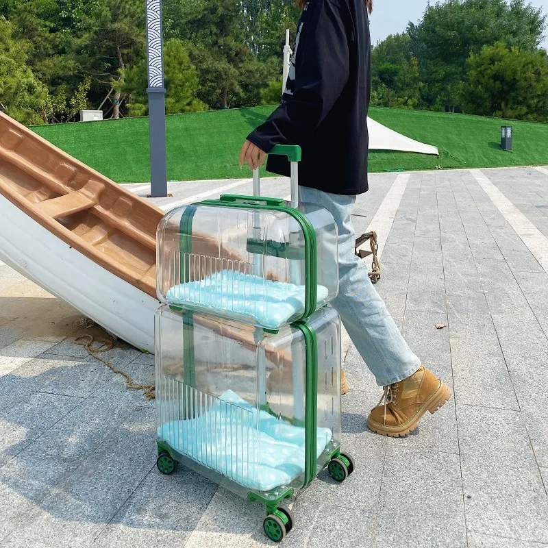 

jelly cat Fully Transparent Portable Dog and Cat Luggage of Going Out Space Bag for Air Transport Pet Cage Breathable Handbag