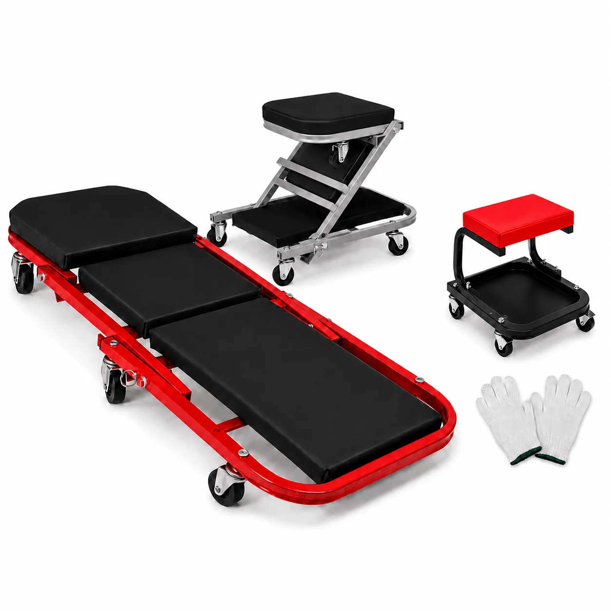 Automotive Mechanic Creeper, 3-In-1 Folding Creeper Seat Or Rolling Garage Stool, Heavy-Duty Padded Auto Repair Equipment With Swivel Casters, Multiple Options Available