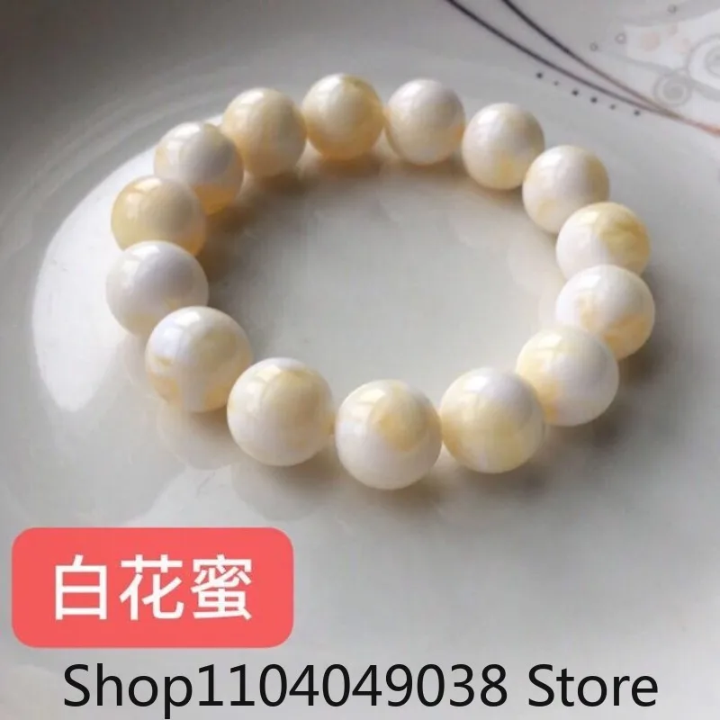 Smooth Conformal Round Beads Certified 10mm-20mm Natural Mexico Yellow Amber Beeswax Barrel Bead Bracelet AAA Loose Fine Jewelry