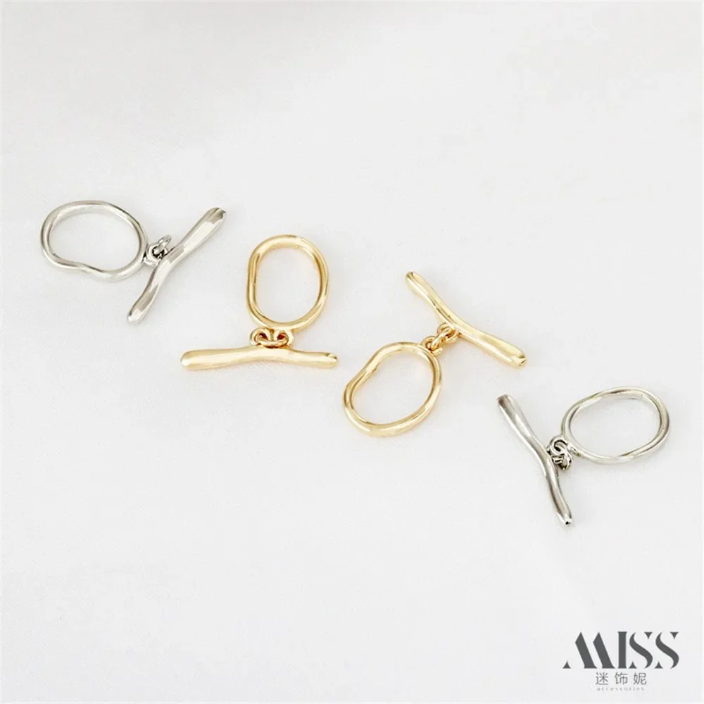 14K Gold Color Protection Irregular Oval OT Buckle DIY Handmade Bracelet Necklace Connection Ending IQ Buckle Accessories