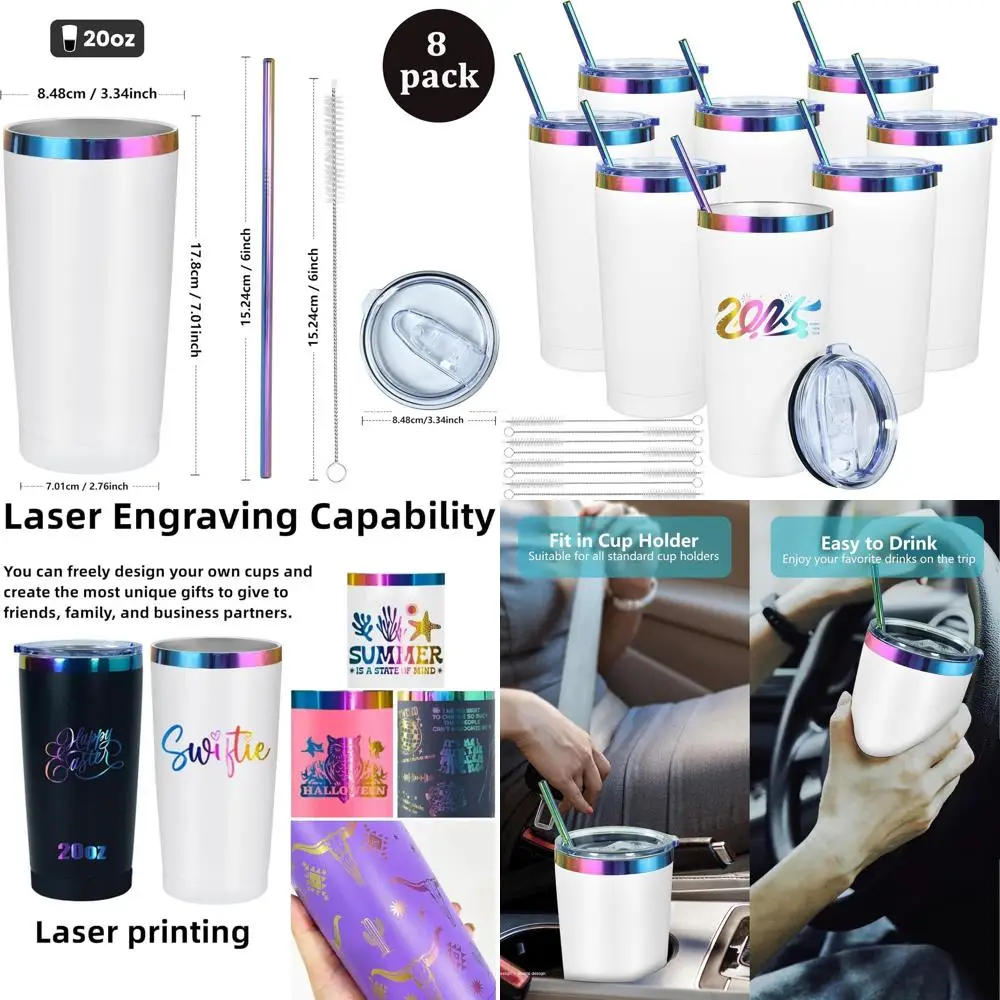 

20oz Double-Wall Stainless Steel Insulated Tumbler with Lid - Keeps Drinks Hot or Cold for Travel
