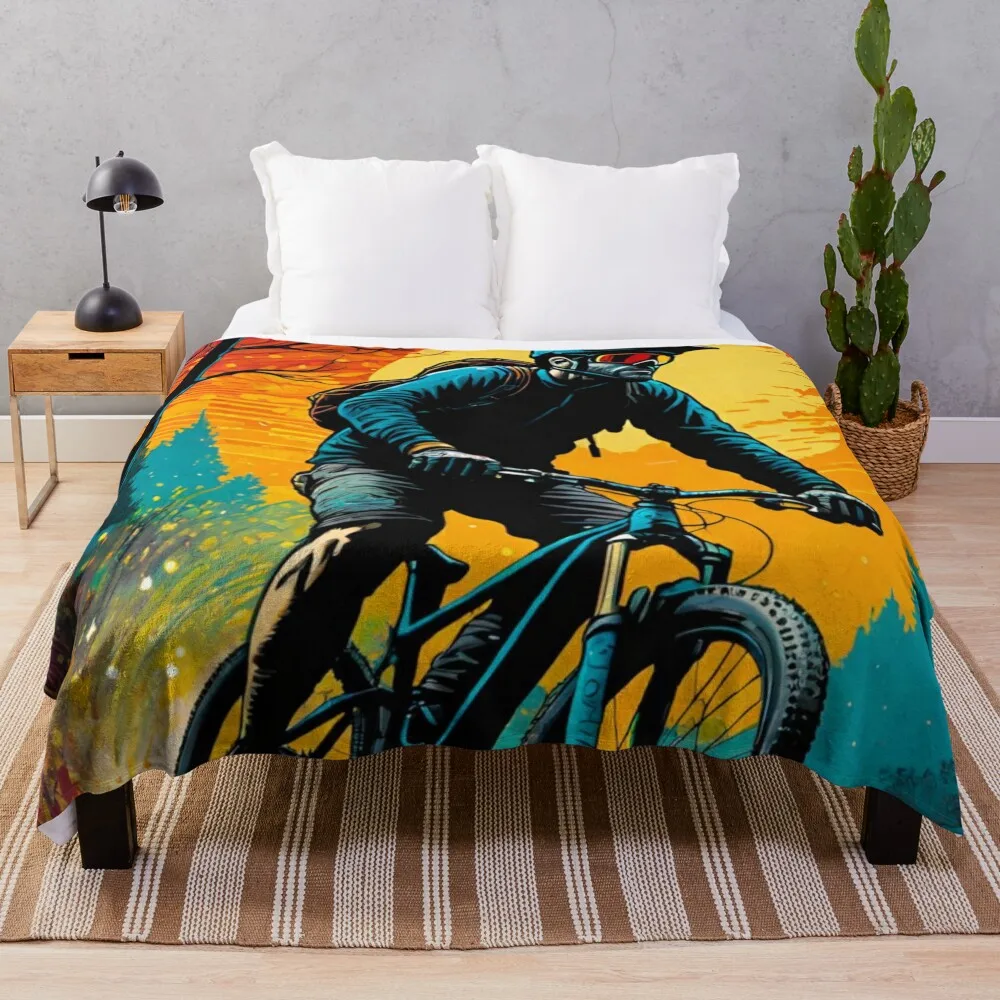 MTB Shred: Dominating the Dirt Throw Blanket Luxury Thicken Plush Summer Blankets