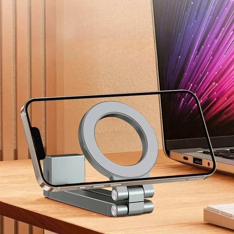 Magnetic Airplane Phone Holder Universal Travel Desk Cell Phone Mount Stand Foldable 360° Rotation Selfie Stick Phone Support