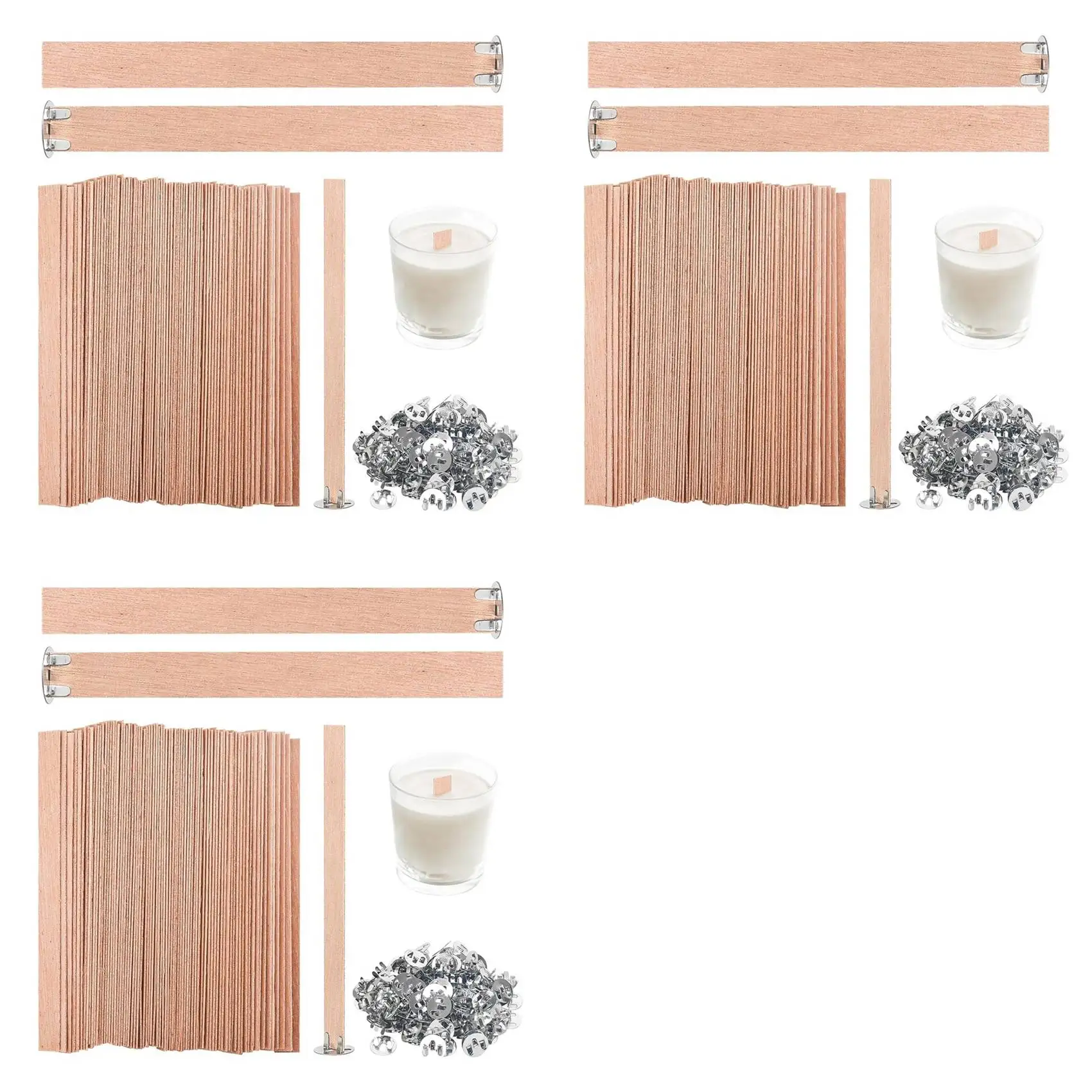 

ABKO-360 шт. Толстые деревянные фитили для свечей, 5,1x0,5 дюйма, натуральные, бездымные, для изготовления свечей