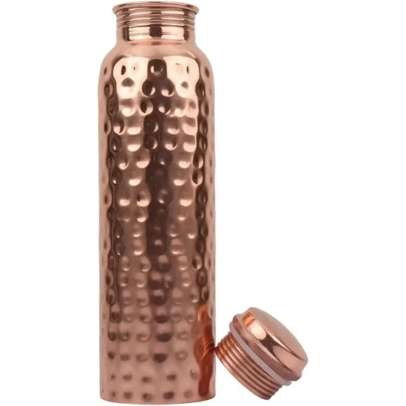 Stainless Steel Water Bottle，34oz Hammered Ayurvedic Vessel