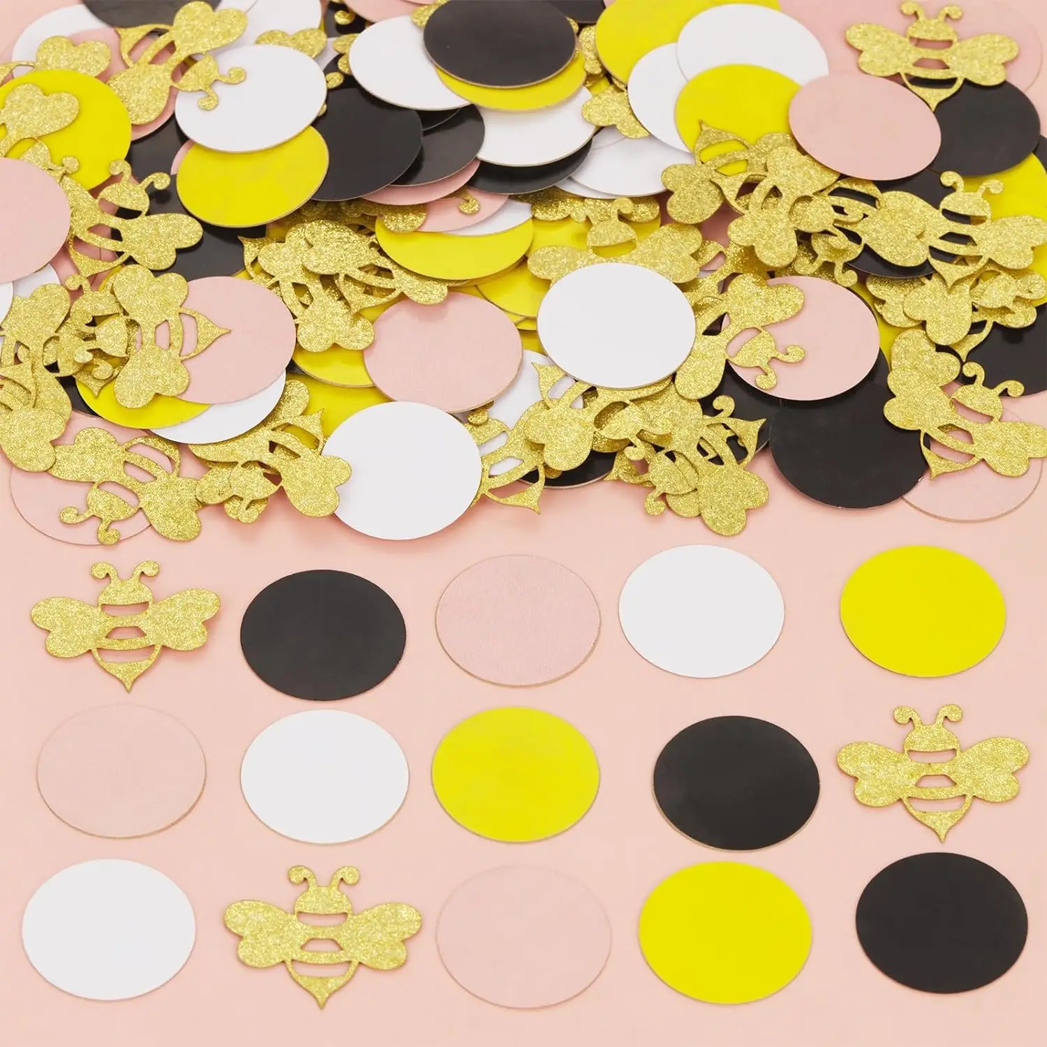 Bee Party Table Decor Glitter Circle Bee Confetti for Tables Scatters Bee Themed Baby Shower First Birthday