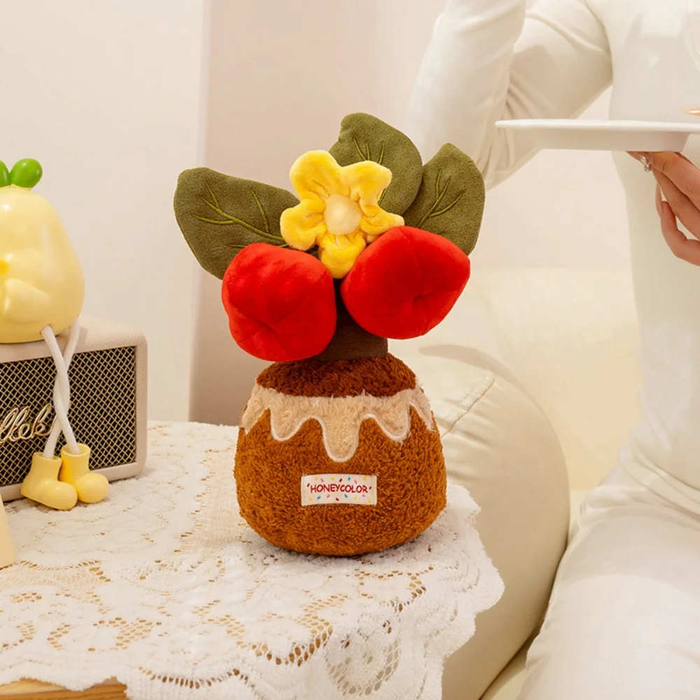 실물 같은 화분 모양 봉제 인형 행운의 부자나무 재미있는 마스코트 꽃 부드러운 홈 테이블 자동차 장식 멋진 선물
