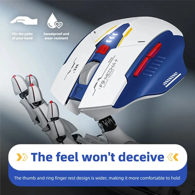 INPHIC F9 V2 Gaming Wireless Mouse Bluetooth 5.0 Wired 12800 DPI Type-C Charging Battery Monitor Suitable for PC Laptop Office