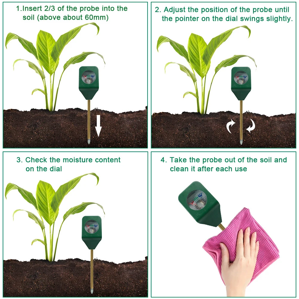 Hygrometer Tester Soil Moisture Sensor For Flower Plant Soil Moisture Green Metal Portable Convenient New Practical