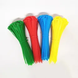 100 Pcs 6 Kleur 3*150Mm Plastic Zip Tie Zelfsluitende Nylon Kabel Mouw Ties Zwart/blauw/Groen/Gele Draad Binding Wrap Bandjes