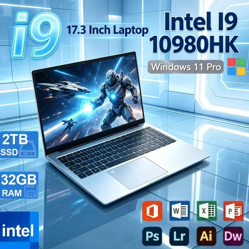 High‑Performance 17.3 Inch Intel I9‑10980HK 32GB RAM 2TB SSD Windows 11 Fingerprint Unlock Home Office Gaming Portable Laptop