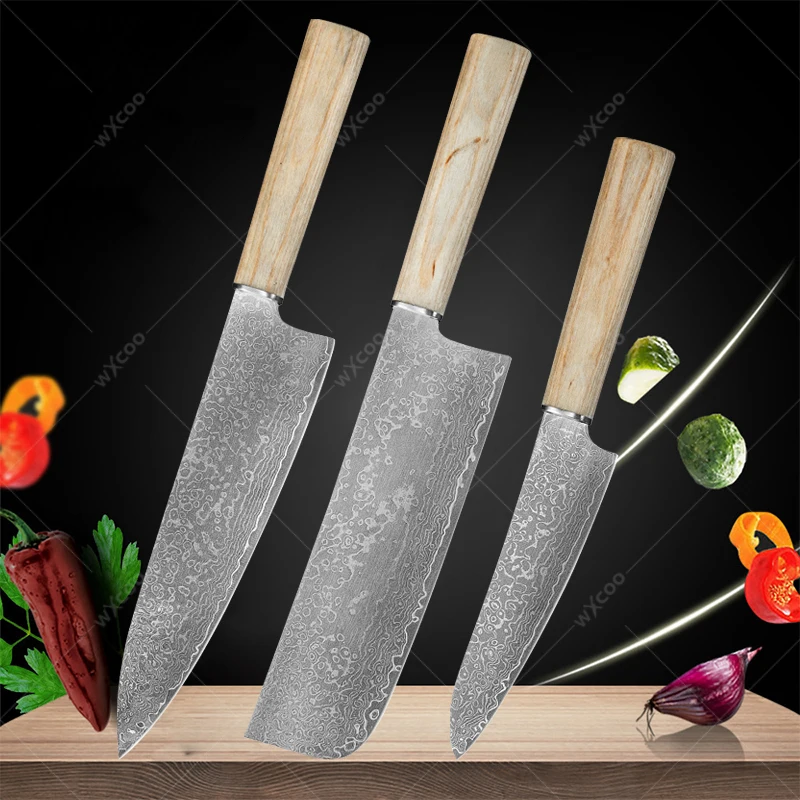 

WXCOO Japanese Chef Special VG10 Sliced Meat Damascus Steel Knife Kitchen Knives Household Multipurpose Fruit Knife with Box