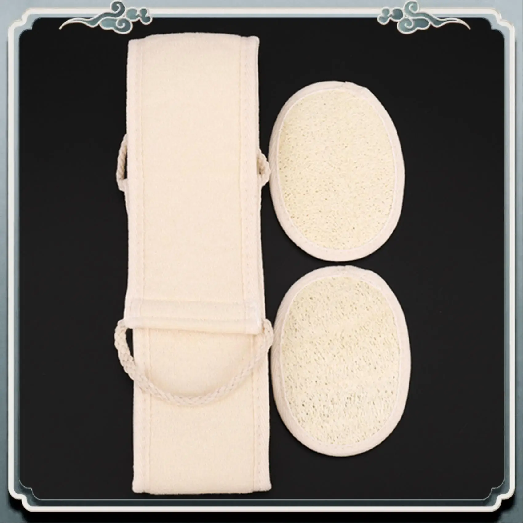 Loofah Exfoliating Back Scrubber For Shower, Double Side Scrubbing Strap, Body Bath Sponge With 100% Natural Luffa, Back Washer