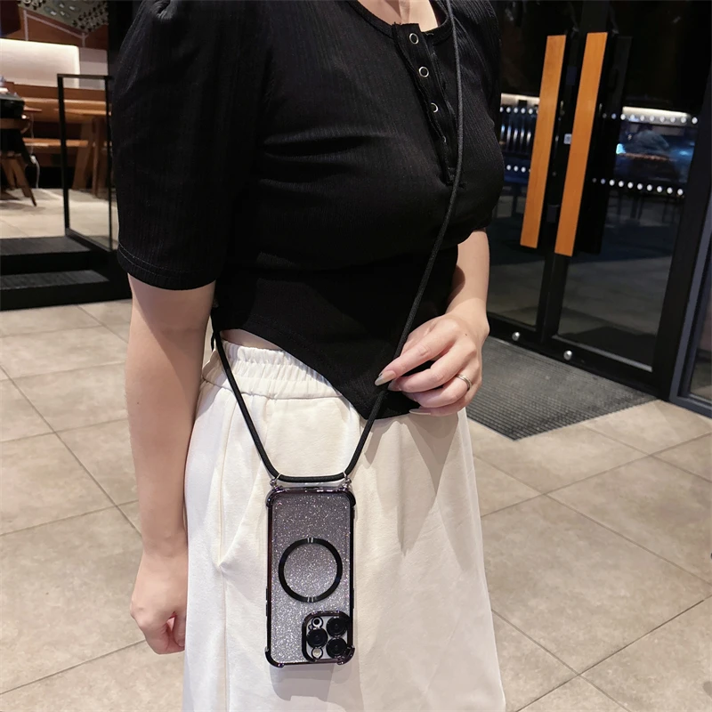 Яркий магнитный чехол для телефона Redmi K60 Ultra K60e K60 Pro K50 Pro K40S K40, роскошный ремешок через плечо, принципиально