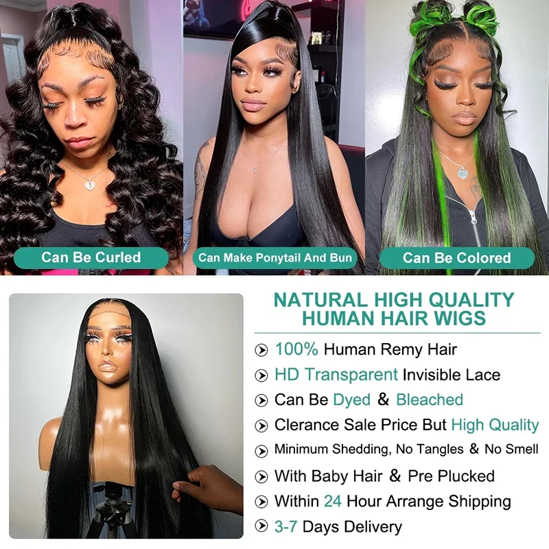 13x6 hd lace front human hair wigs cheap on sale 4x4 closure bone straight wig virgin human hair ready to wear for women choice