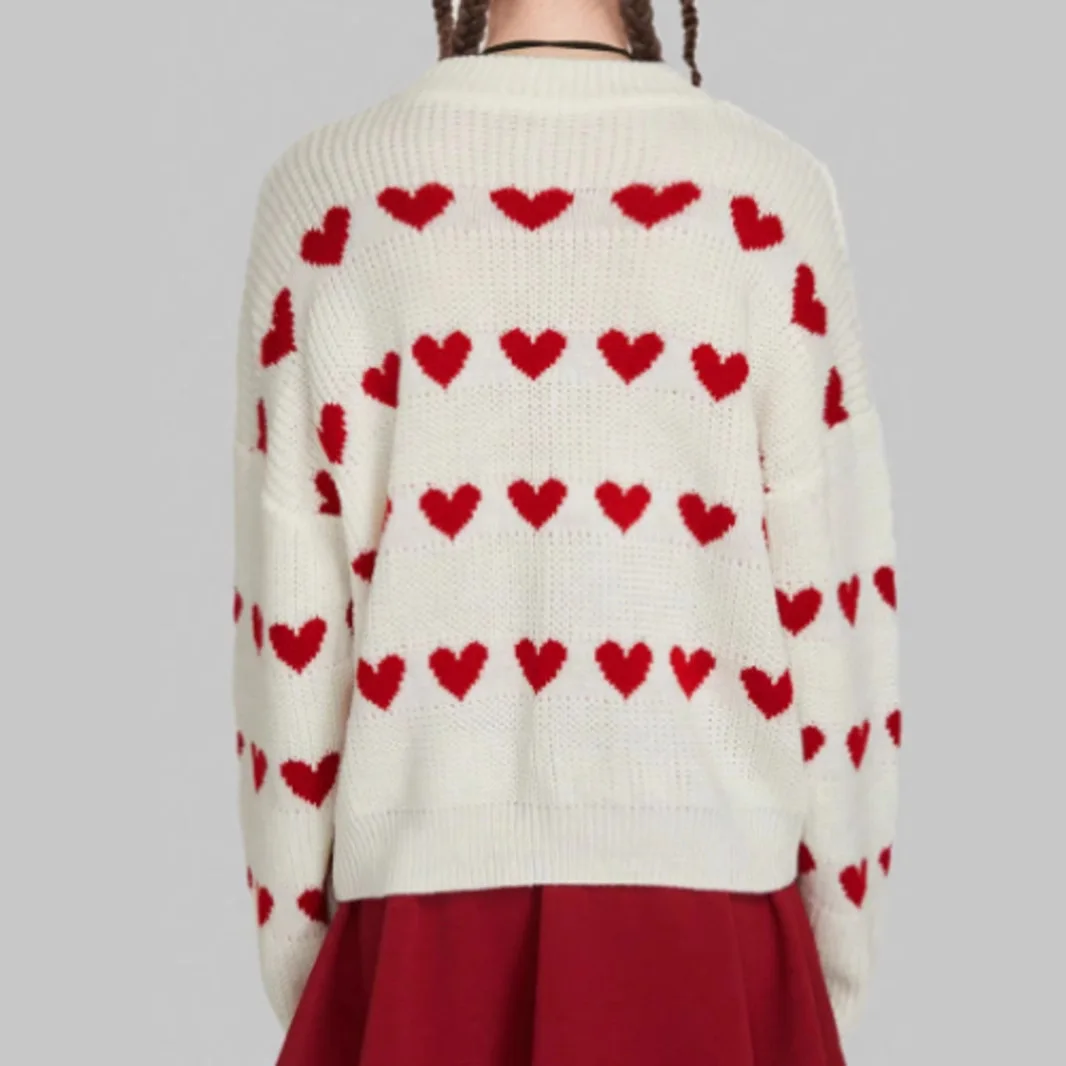 Pull Jacquard en forme de cœur pour femme, pull tricoté en fibre Coolmax, en forme de tead brillant, pour l'hiver, 2025