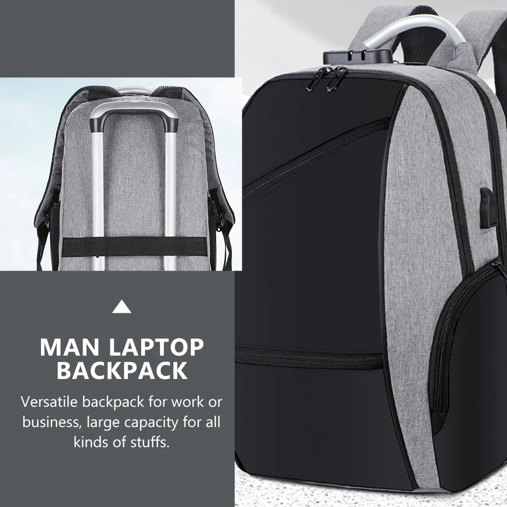 

Large Capacity Password Lock Laptop Backpack Waterproof Durable Business Travel Computer Bag USB Charging Port