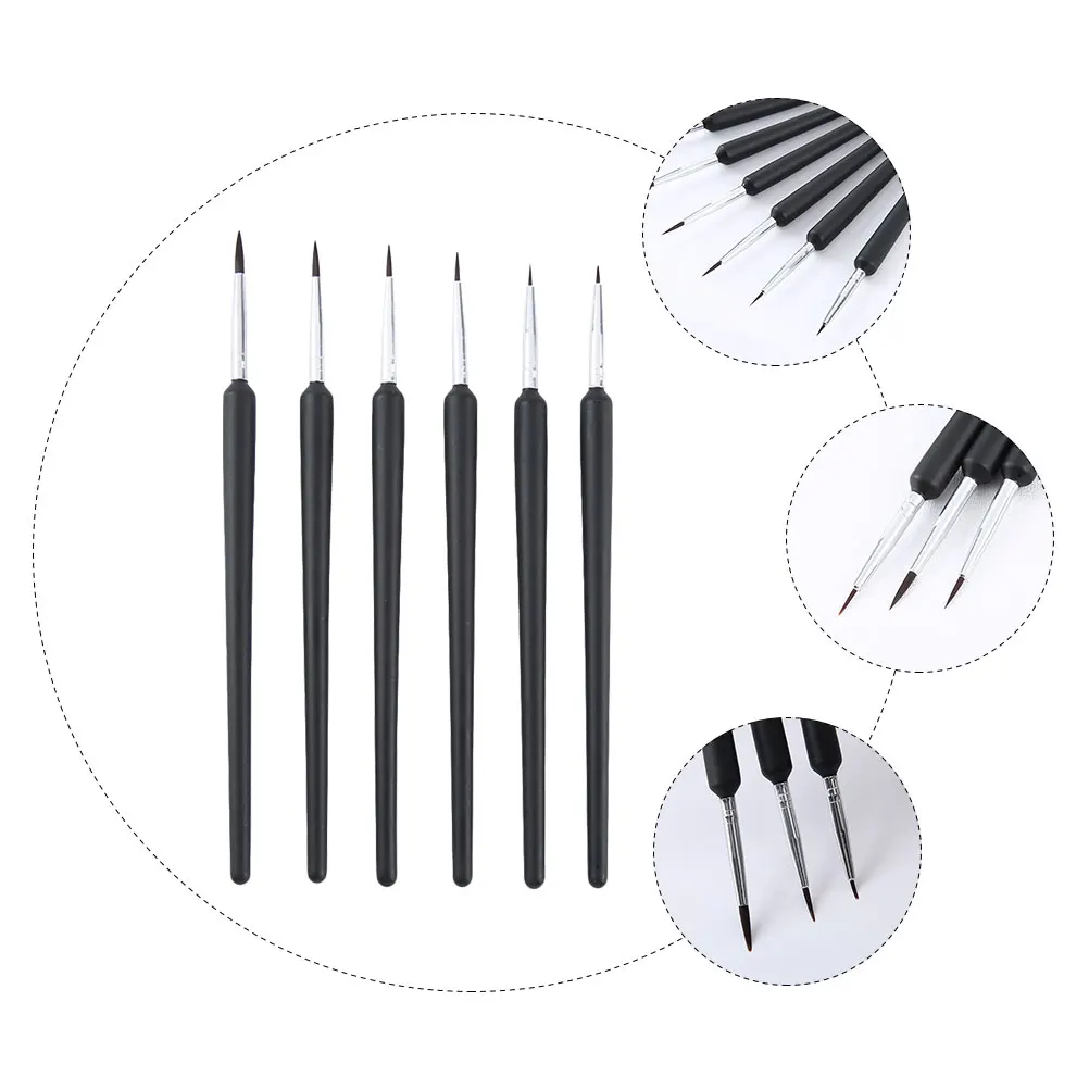 

6 Pcs Paint Pen Artists Brushes Set Angled Watercolor Detail for Painting Crafts