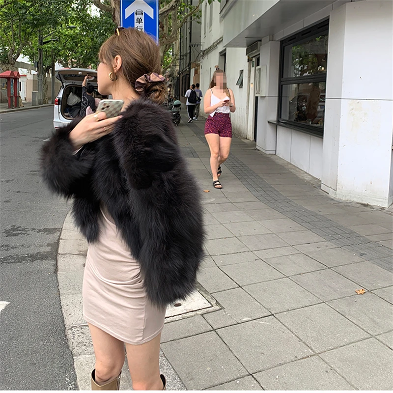 2023 Women Winter Faux Fox Fur Coat Korea Fashion Elegant Warm Coats Loose Outercoat Lady Party Club Outfits Casual White Black